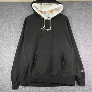 Champion Reverse Weave Double Hood Black Pullover Hoodie X-Large